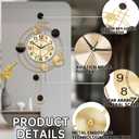 Wall Clock with Pendulum, Silent Quality Quartz Battery Operated, Round Analog Large Wall Clock for Living Room Kitchen Bathroom Bedroom Wall Home Decor, 15.4x28inch, Golden