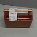 BLUE GINKGO Medium Storage Basket  Plastic Caddy with Wooden Handle for Office, Arts & Crafts, or Home Supplies (Terracotta)