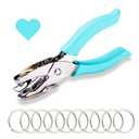 Heart Shape Hole Punch with 10 Binder Rings, 1/4 Inch Handheld Single Hole Puncher for Paper, Cards, Crafts