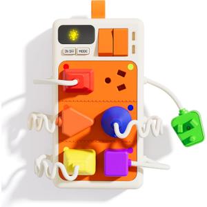 Aprilwolf 9 PCS Sensory Plug Outlet for Toddlers 2-3, Power Strip Montessori Toys for 18+ Months, Busy Board with Light & Sounds, Airplane Car Travel Toys Gift for Baby