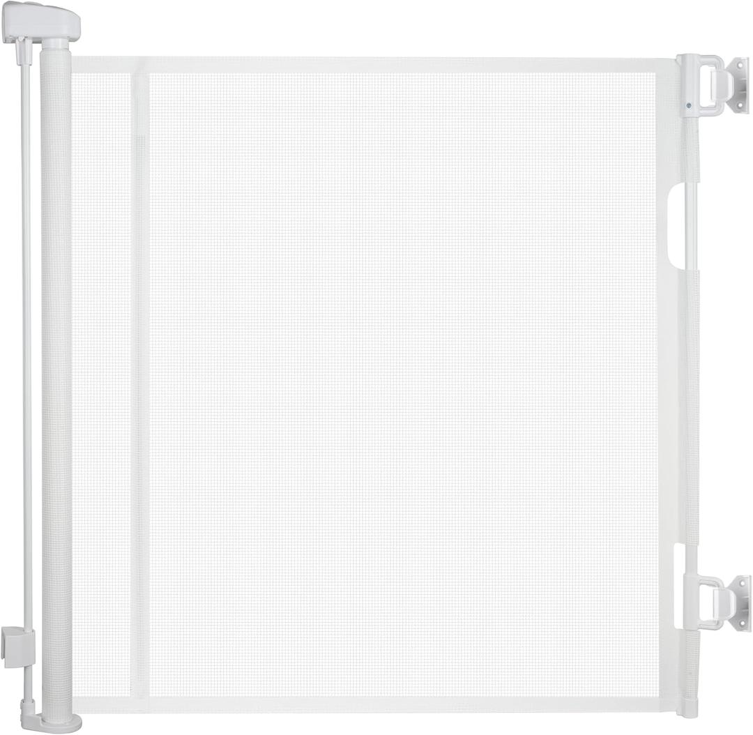55" Retractable Baby Gates for Large Openings, Stairs, Hallways and Doorways, 34" Tall Extra Wide Dog Gates, Pet Gates, Indoor/Outdoor Use, White