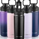 Insulated water bottle with Lid,14oz Stainless Steel Water Bottle for Boys,Girls,Double Wall Vacuum Wide Mouth Thermal Water Bottle for School,Travel,BPA-free and Leak-proof（14oz,Black）