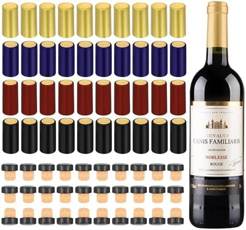 30pcs Wine Sealer for Wine Bottles, Wine Bottle Resealer Kit for Cruise with PVC Heat Shrink Capsules, 30pcs Cork Stoppers and 40pcs Heat Shrink Capsules, Perfect for Home Use and Cruises