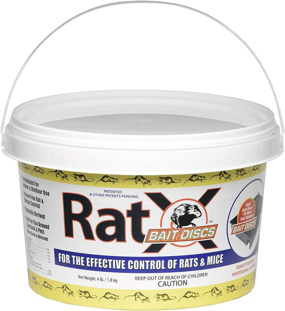 RatX EcoClear Products 620118-4, Bait Discs, All-Natural Poison Free Humane Rat and Mouse, 4 lb. Bucket