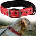 ADITYNA Dog Collars for Medium Dogs - Padded Ultra Comfortable Soft Neoprene, Reflective, Heavy Duty - Red Medium Collar (Medium: Fit 15-20" Neck)