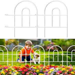 AMAGABELI 35 Panels 18in(H)50ft(L) Decorative Garden Fence No Dig Rustproof Metal Pre-Linking Fence Panels Garden Edging Border Animal Barrier Fencing for Flower Beds Yard Patio Outdoor Decor White