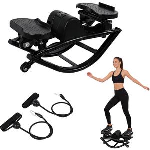 The Rock Stepper Machine with Resistance Bands-Side to Side Stepper for Exercise at Home,3D Rocking Stepper for Hip Mobility&Posture Correction,Low-Impact Full Body Workout with Digital Monitor