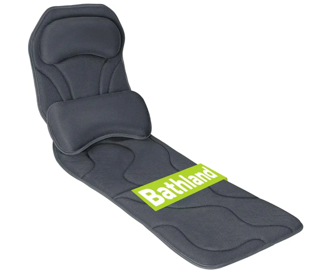 Ergonomic Full Body Bath Pillow for Bathtub, 5D Luxury Spa Cushion with 114 NonSlip Suction Cups, Extra Long Thick Bath Pillow for Full Body Support, for Adult with Laundry Bag & Hook (Grey) (Gray)