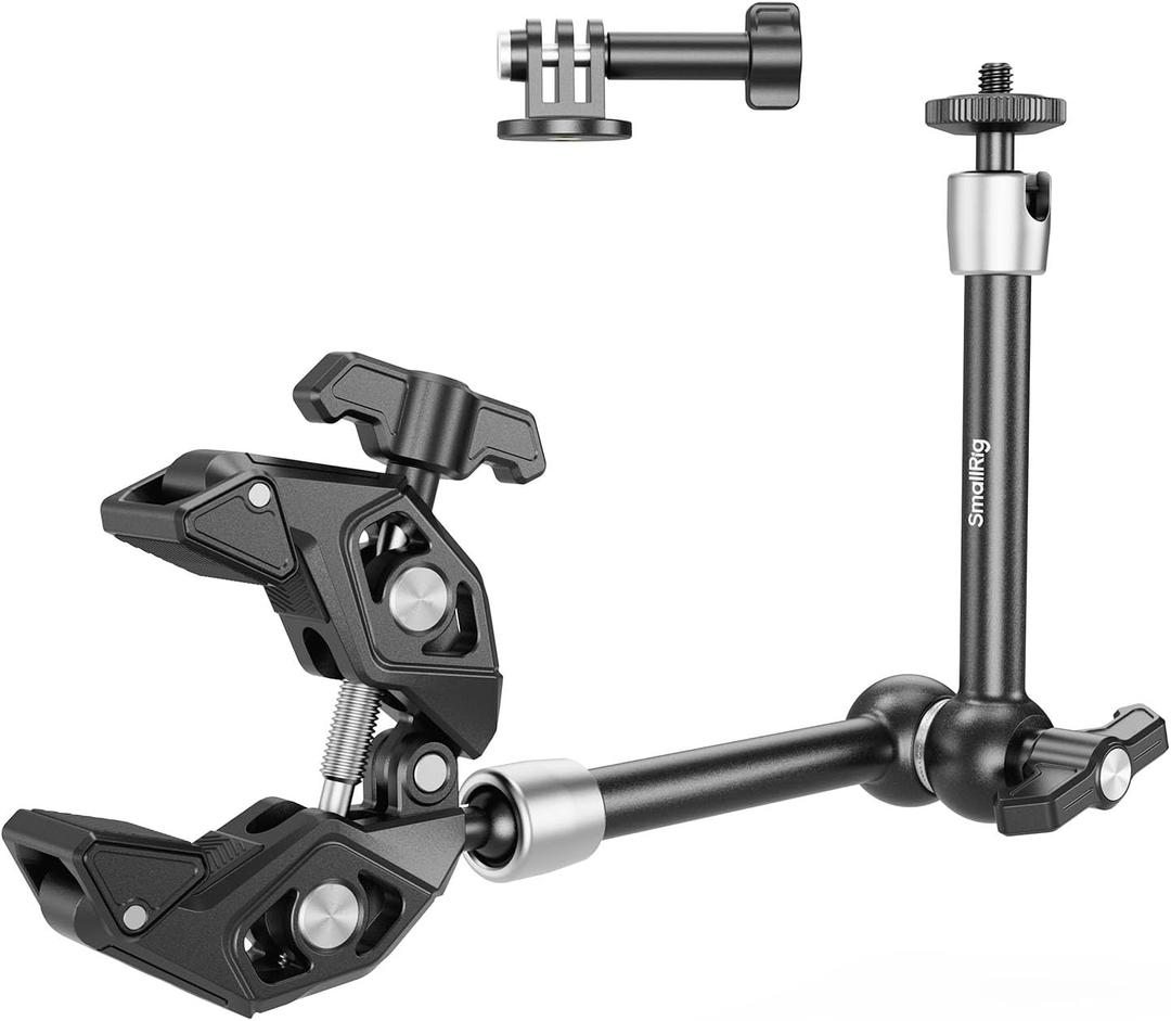 SMALLRIG Magic Arm Clamp Kit, Camera Mount Articulating Friction Arm w Super Clamp, w 1/4"-20 Screw and Thread Hole, for Camera, Light, Monitor, Webcam or Action Camera 1.5kg, for Table, Tube