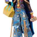 Monster High Doll, Cleo De Nile in Crop Top and Golden Denim Cargo Pants with Pet Snake Hissette and 7 Accessories Like Salad, Smoothie and Purse