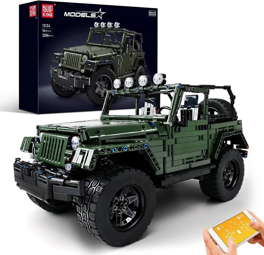 Mould King Off-Road Pickup Wrange, 1:8 MOC Technique Building Set, Technik Truck Engineering Model Car Toys for Adults (2,096 Pieces)-Dynamic Version