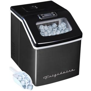 Frigidaire Ice Maker EFIC452, Countertop Stainless Steel Ice Maker with Transparent Window, Clear Ice Cube Maker with 40 lbs. Capacity, Ice Maker Machine  14.8" D x 11" W x 14.1" H (Black)