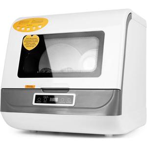 Portable Countertop Dishwasher,4 Washing Programs, Air-Dry Function and LED Light for Small Apartments, Dorms and RVs (White)