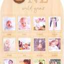 One Wild Year Photo Wood Board - Jungle Lion 1st Birthday Decorations, Newborn First Year Monthly Milestone Photos, Little Lion 1 To 12 Months Photo Display, Wild One Birthday Wooden Photo Board (Lion Photo Board)