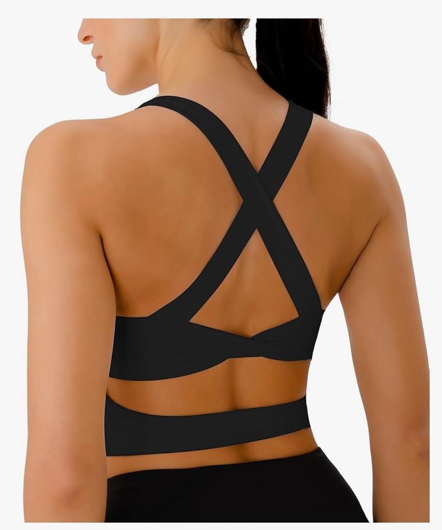 Sports Bras for Women Criss-Cross Back Padded Workout Tank Tops Medium Support Crop Tops for Women, Small