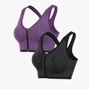 Hiking Gril Women's Zip Front Sports Bra Wireless Post-Surgery Yoga Bras, 2 XL