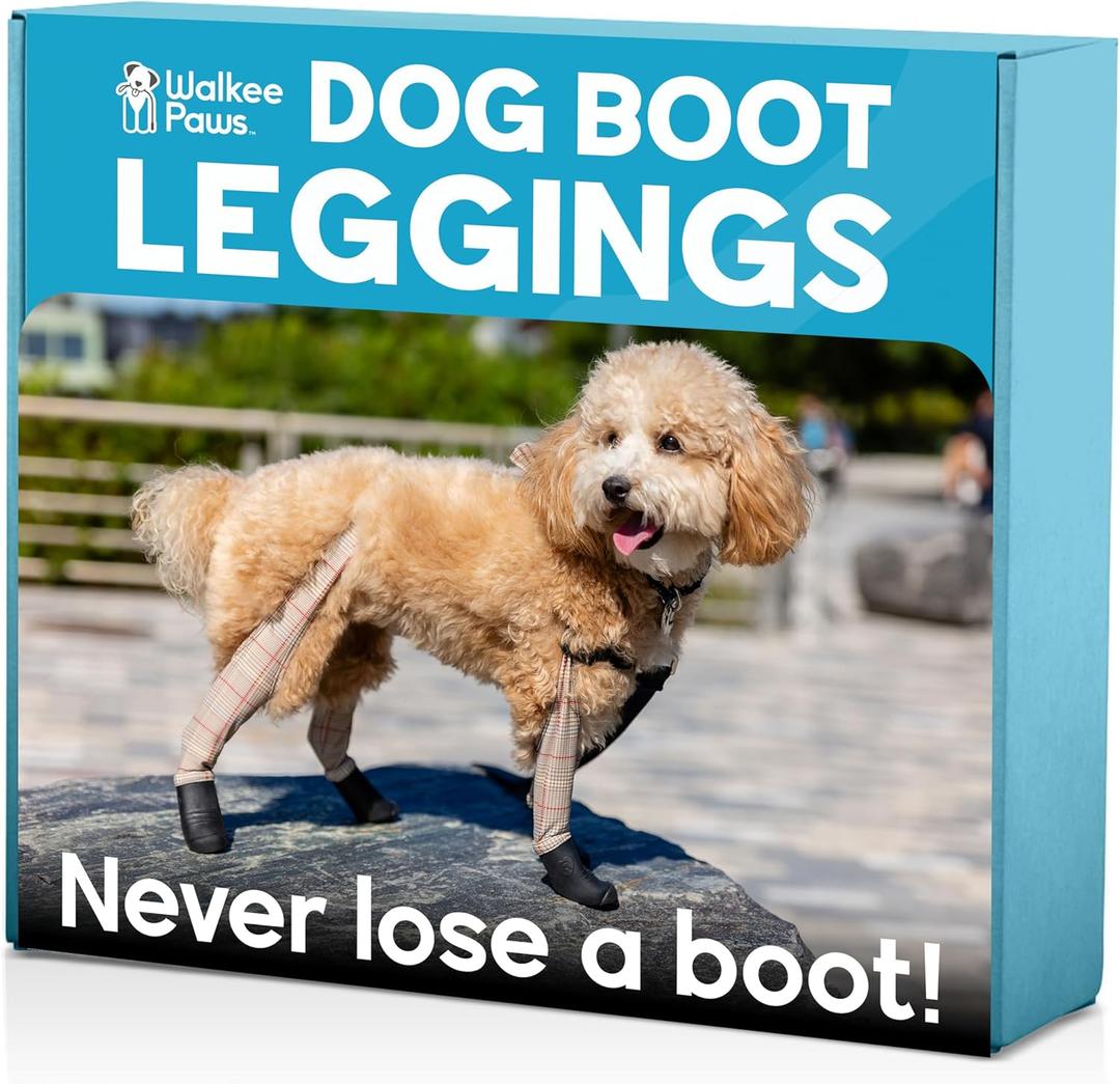 Waterproof Dog Boots with Leggings  Stay-On Paw Protectors for Rain, Mud & Hot Pavement, Anti-Slip Grip, Adjustable Fit, Machine Washable (Beige Plaid, XS Short)