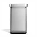 simplehuman 45 Liter / 12 Gallon Rectangular Hands-Free Kitchen Step Trash Can with Soft-Close Lid, Brushed Stainless Steel