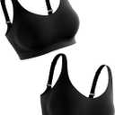 SHAPERMINT Bras for Women No Underwire - Seamless Bras for Women, Wireless Bra, Adjustable Plus Size Bra (3XL: 40HI, 42GI, 44DDDDD, 46DDD, 48CD, Black 2 Pack)