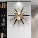 Starburst Large Wall Clock,Mid Century Decorative Wall Clock Modern Silent Clock Battery Operated for Living Room/Kitchen/Entryway/Bedroom/Office/Dinning Room Metal Wall Decor (26 inch)