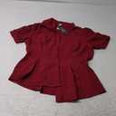 Women's Basic Button Down Shirts Sleeve Stretch Button Up Dress Shirt Slim Fit Waitress Work Shirts, M, Wine Red