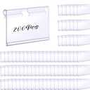 Tatuo 200 Pcs Reusable Plastic Wire Shelf Label Holders, Price Card Sign for Pantry Retail Supermarket Merchandise Shopping Mall Shop Ticket Display Holder Clip on Design, 2.36" L x 1.65" H (Clear)