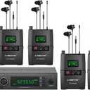 Phenyx Pro Wireless in-Ear Monitor System, Stereo IEM System with Rack Mount Kit, 89 Frequencies, 900MHz UHF Band, 164ft Range, Suitable for Stage & Studio (4 Bodypacks with Transmitter)