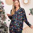 RAISEVERN Couples Christmas Matching Pajamas 2 Piece Women Men Xmas Pjs Soft Pajama Set Long Sleeve Loungewear Warm Sleepwear (XL)