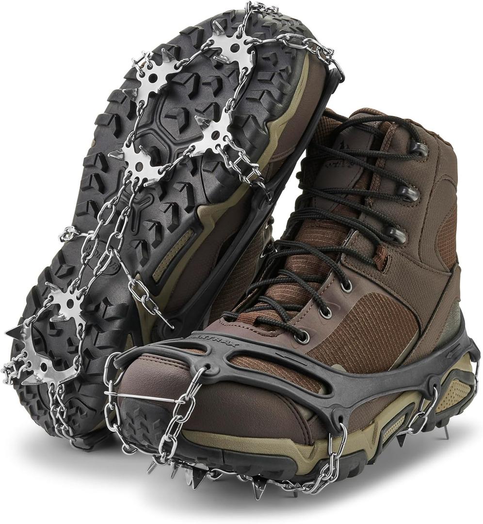 Yaktrax Adventure Grip - Durable Winter Traction Device with Stainless Steel Spikes for Ice and Snow, Flexible Thermoplastic Rubber Upper, Fits Various Footwear, Ideal for Hiking and Mountaineering (Large)