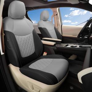GIANT PANDA Custom Fit Sienna Car Seat Covers for Select Toyota Sienna LE, XLE 8 Passenger 2021 2022 2023 2024 2025,Three Rows,Leather (Full Set,Black/Grey) (2021-2025 Second Row Bench Seat,8 Passenger, Full Set / Black/Gray)