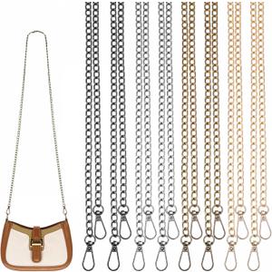 8 PCS Purse Chain Replacement for Wallet Handbag Shoulder Bag Crossbody Bag, Iron Flat Chain with Metal Buckles, DIY Crossbody Straps (47 Inch/120cm