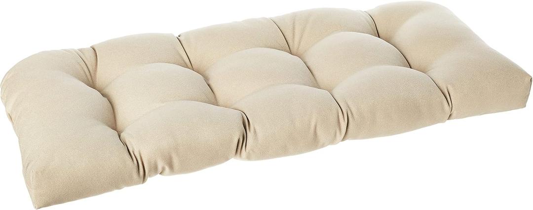 Pillow Perfect Pompeii Solid Indoor/Outdoor Wicker Patio Sofa/Swing Cushion Tufted, Weather and Fade Resistant, 19" x 44", Beige