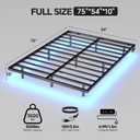 Floating Bed Frame Full Size with LED Lights and Charging Station, Metal Platform Bed, Easy Assembly No Box Spring Needed