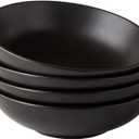 AmorArc 8.75 Large Pasta Bowls, 42 ounce Deep Stoneware Bowls Set of 4 for Kitchen, Wide Bowl for Pasta/Salad/Fruit/Oatmeal/Soup, Microwave & Dishwasher Safe-Matte Black