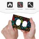 Gaming Outlet Cover Plate, 1-Gang Duplex Receptacle Video Game Controller Graffiti Decorative Wall Plate, Modern Edge Wall Plate, Matching Screws Included, 5.0" x 3.0"