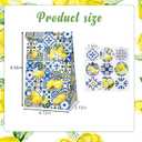 24 pcs Capri Lemon Print Party Favor Bags Kraft Paper Gift Bags, Blue Tiles Yellow Lemon Goodie Candy Bags Kraft Treat Paper Bags with Stickers for Spring Summer Birthday Wedding Party Supplies