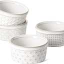 LE TAUCI Ramekins 6 oz, Ramiken for Creme Brulee, Lava Cake,Pudding, Souffle, Small Sauce Bowl,Ceramic Baking Dishes- 4 inch, Set of 4, Arctic White