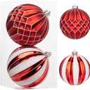 Briful 6'' Extra Large Christmas Ornaments for Trees Decorations, 2PCS Red Oversized Shatterproof Hanging Balls for Xmas Winter Holiday Wedding Decor, Outdoor&Indoor Decorations