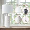 Reaketon 20" Small Ceramic Table Lamps for Bedroom Set of 2, Modern Table Lamps for Night Stands, Living Room, Home Office and Hallways, White