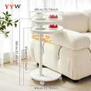 C Table End Table Adjustable Height, Couch Tables That slide under for Small Spaces, 360°Swivel TV Tray Table, C Shaped Side Tables Living Room and Bedroom for Sofa, Bed, Chair, Snack (White Color), No