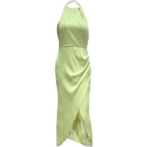 Akklian Women's Sexy Backless Sleeveless Bodycon Maxi Dress Party Club High Neck Side Slit Wedding Guest Dresses Formal Dress (Medium, Green)