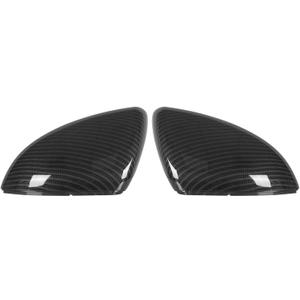 X AUTOHAUX Pair Rear View Mirror Outside Housing Wing Mirror Covering Cap Carbon Fiber Pattern for Volkswagen Golf 7 2014-2019