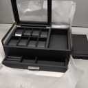 Mens Jewelry Box Valet Tray with Drawer and Charging Station Organizer,Nightstand Organizer for Men Jewelry Tray,Catchall Tray for Men Accessories (Black)