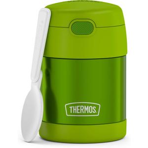 THERMOS FUNTAINER Insulated Food Jar, 10 Ounce, Kid Friendly Food Jar with Foldable Spoon, Lime