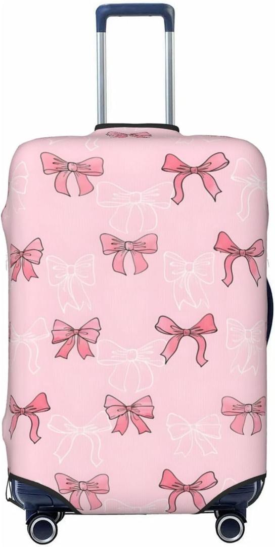 Cute Pink Bow Travel Luggage Cover, High Elasticity Washable Suitcase Cover Protector Fit 22-24 in Luggage Travel Accessories