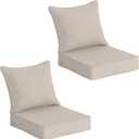 Outdoor Deep Seat Cushion Set of 2, 22"x24"x5.1" Seat & 23"x19" Back, C0 Water-Resistant Breathable Fabric, UV-Resistant 1000+ Hrs, 30D Foam with Recycled Fiber Fill,Natural Linen