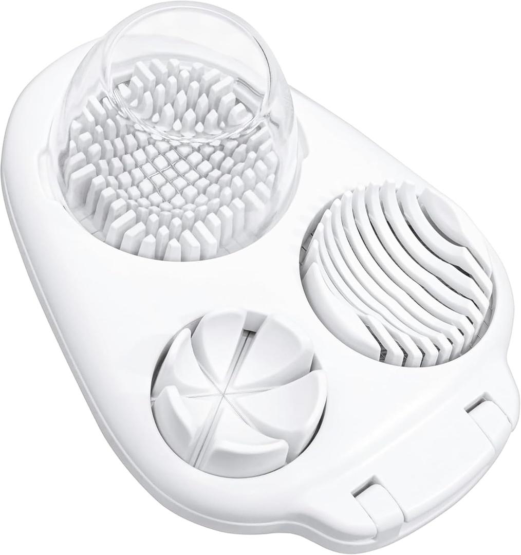 3-in-1 Egg Slicer for Hard Boiled Eggs, Multiple Slice Modes Egg Cutter, Heavy Duty Stainless Steel Chopper Tool, Multipurpose Kitchen Gadgets for Strawberry, Salad, Kiwi, Mushroom, Tomato Prep