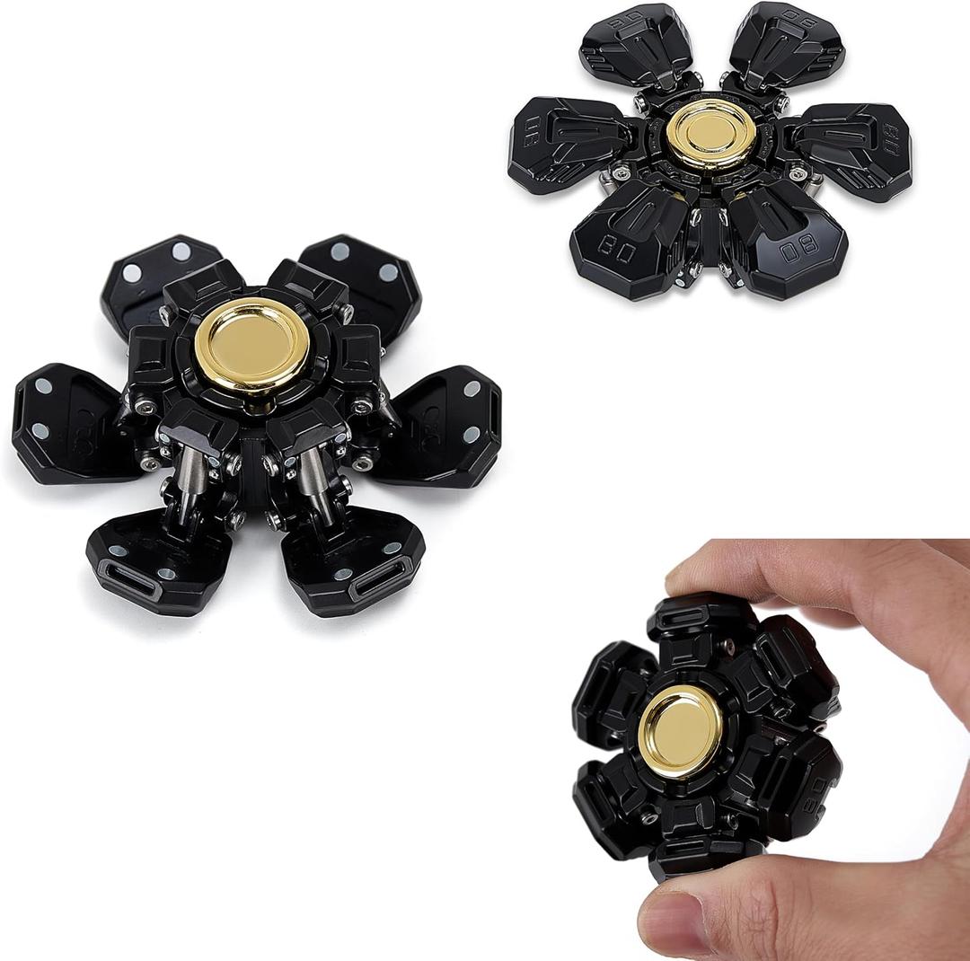 Metal Fidget Spinner for Adults - Spin-Activated Transformation (Open Armor) Spinner, Cool Fidget Toy for Stress Relief, Viral on TikTok & YouTube (Ironheart Core)