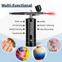 JODSONE Airbrush Kit Rechargeable with Spray Compressor 3 Air Pressure Adjustment Cordless Air Brush for Nail Art Makeup Cake Decorating and Model Painting Black