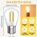 Bonlux E26 12V LED Light Bulb 4W S14, 3000K Warm White, Low Voltage E26/E27 LED Bulb for Off-Grid Solar Systems, RV, Marine, Garage, Landscape Lighting - AC/DC 12-24V,Pack of 4